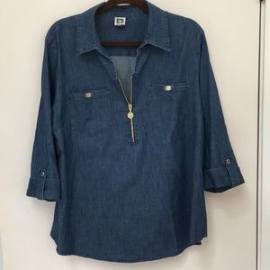 Anne Klein denim top. Size XL.